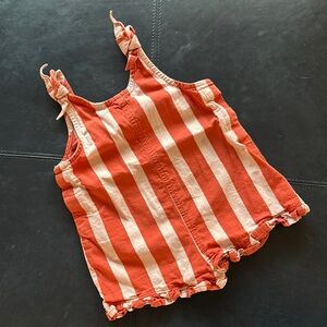 MONICA AND ANDY Striped Red and Pink Girls Romper